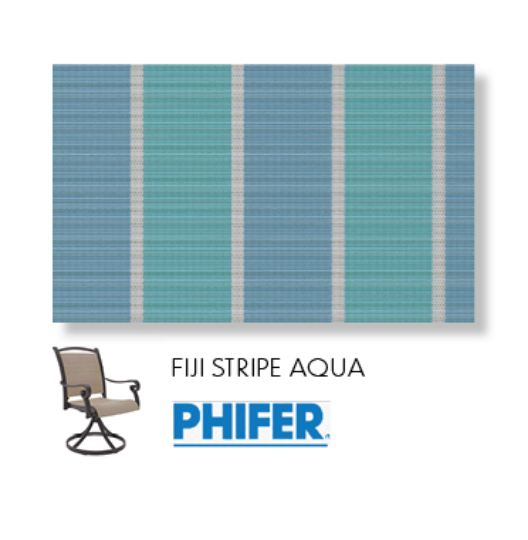 Fiji Stripe Aqua Two Piece Patio Chair Sling Replacement Fabric