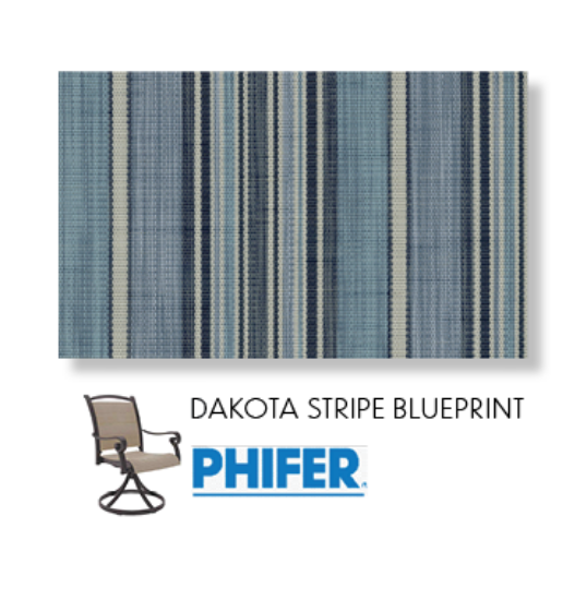 Dakota Stripe Blueprint Two Piece Patio Chair Sling Replacement Fabric