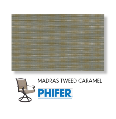 Madras Tweed Caramel Two Piece Patio Chair Replacement Sling Fabric