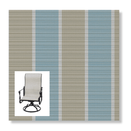 Fiji Stripe Morning Blue Patio Chair Replacement Slings