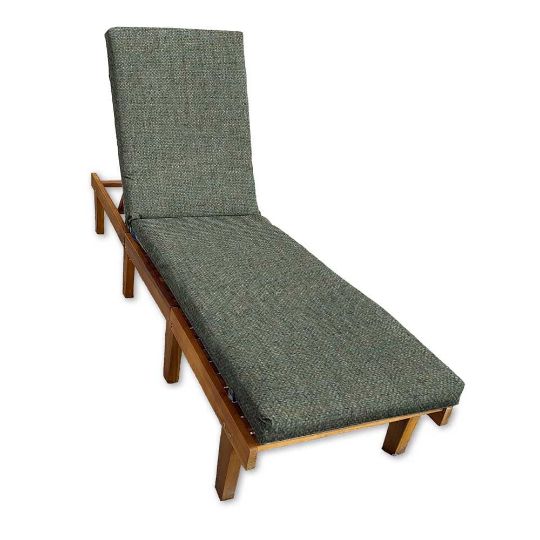 Sunbrella Cast Sage Chaise Lounge Cushion with Fabric ties