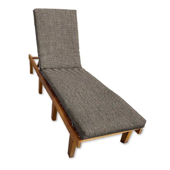 Sunbrella Cast Shale Chaise Lounge Cushion with Fabric ties