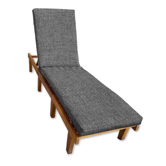 Sunbrella Cast Slate Chaise Lounge Cushion with Fabric ties