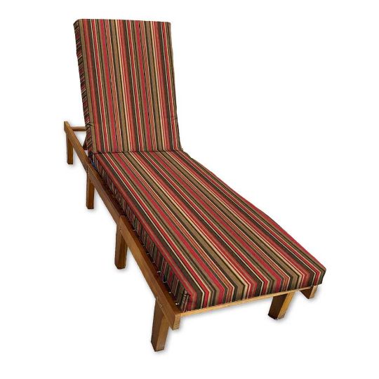 Sunbrella Dorsett Cherry Chaise Lounge Cushion with Fabric ties