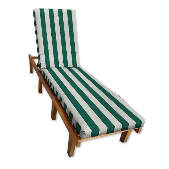 Sunbrella Mason Forrest Green Chaise Lounge Cushion with Fabric ties