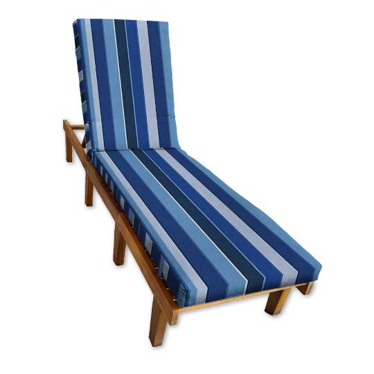 Sunbrella Milano Cobalt Chaise Lounge Cushion with Fabric ties