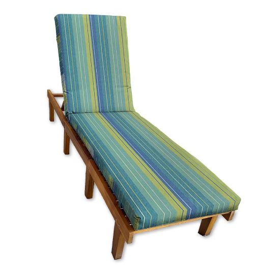 Sunbrella Seville Seaside Chaise Lounge Cushion with Fabric ties