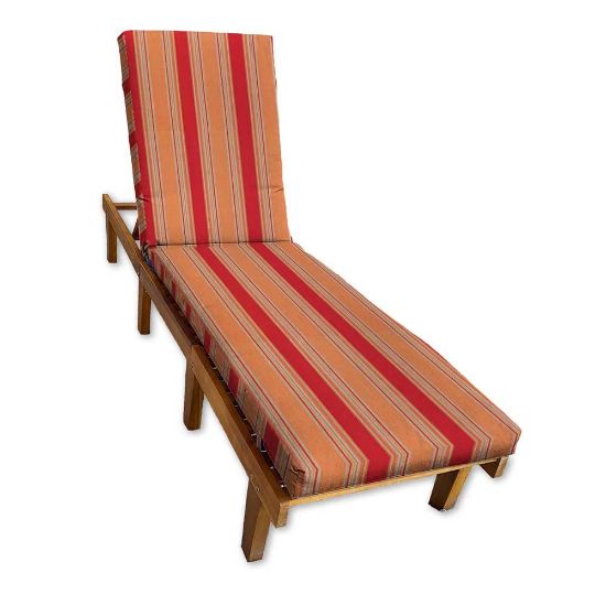 Sunbrella Bravada Salsa Chaise Lounge Cushion with Fabric ties