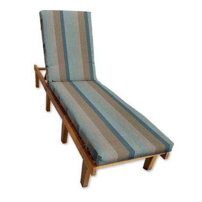 Sunbrella Gateway Mist Chaise Lounge Cushion with Fabric ties