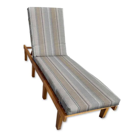 Sunbrella Trusted Fog Chaise Lounge Cushion with Fabric ties