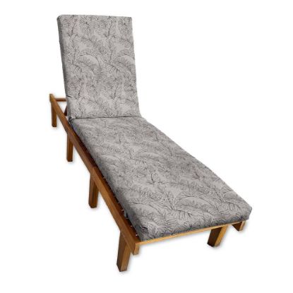 Sunbrella Calm Graphite Chaise Lounge Cushion with Fabric ties