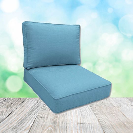 Sunbrella Canvas Sky Blue Patio Chair Replacement Cushions