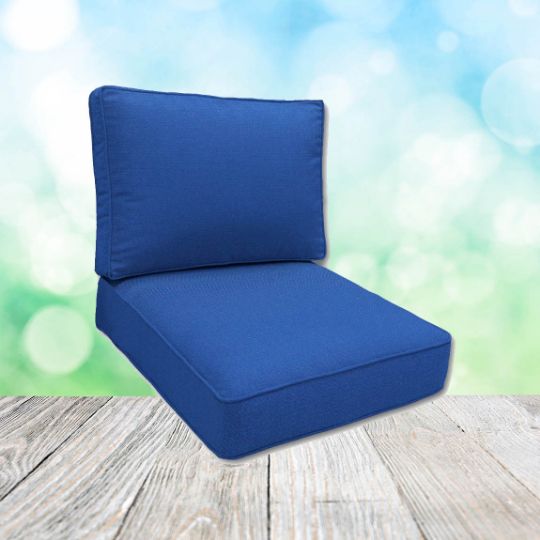 Sunbrella Canvas True Blue Patio Chair Replacement Cushions