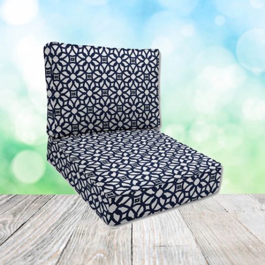 Sunbrella Luxe Indigo Slate Patio Chair Replacement Cushions