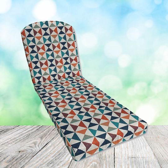 Sunbrella Array Caribbean Chaise Lounge Replacement Cushion Rounded Back