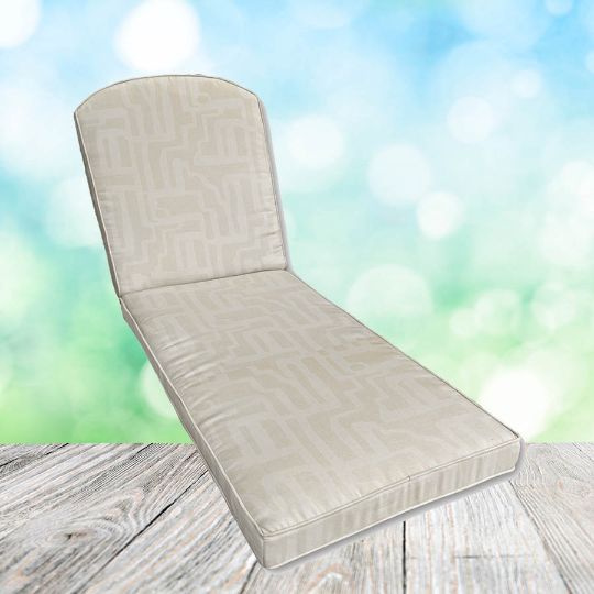 Sunbrella Escher Alabaster Chaise Lounge Replacement Cushion Rounded Back