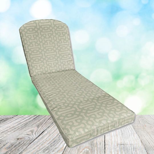 Sunbrella Fretwork Mist Chaise Lounge Replacement Cushion Rounded Back