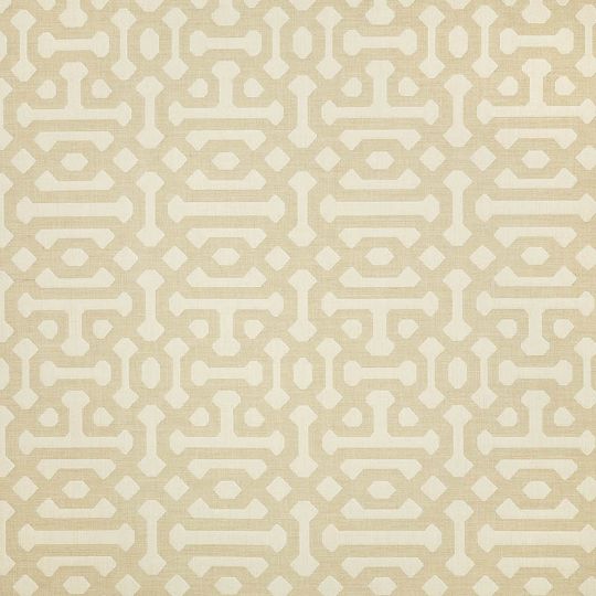 Sunbrella Fretwork Flax outdoor fabric for patio furniture cushions and outdoor pillows