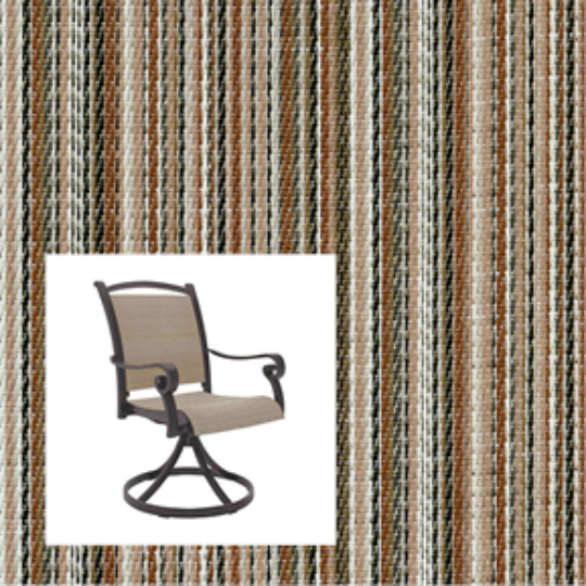 Brooklyn Stripe Clay two piece patio chair sling fabric