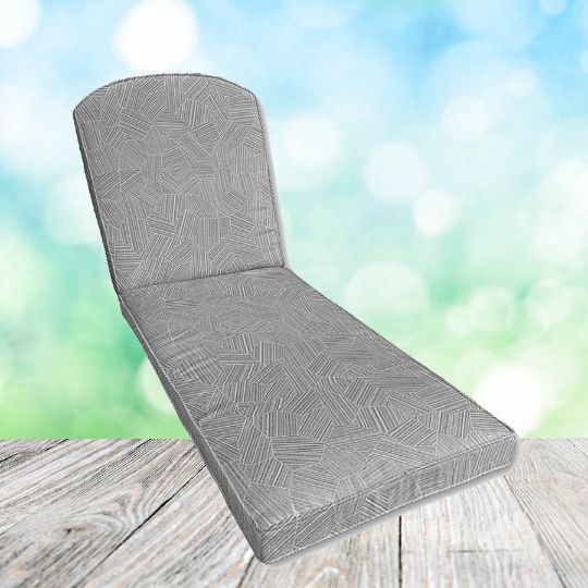 Sunbrella Leaf Structure Slate Chaise Lounge Replacement Cushion Rounded Back