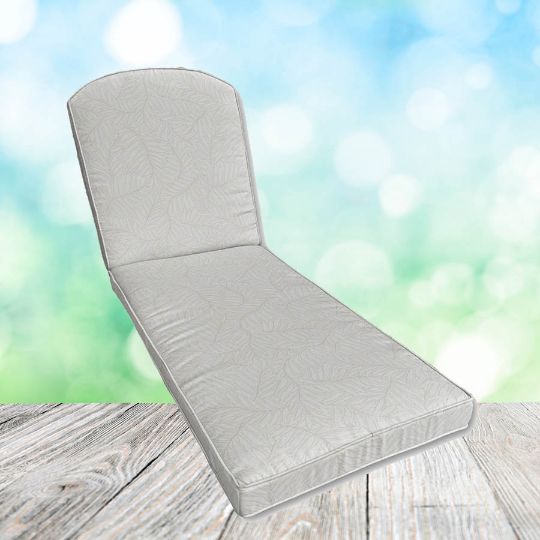 Sunbrella Lively Parchment Chaise Lounge Replacement Cushion Rounded Back