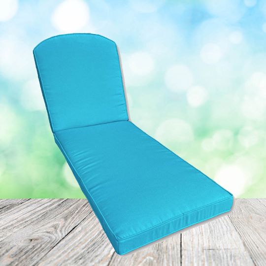 Sunbrella Canvas Cyan Chaise Lounge Replacement Cushion Rounded Back 