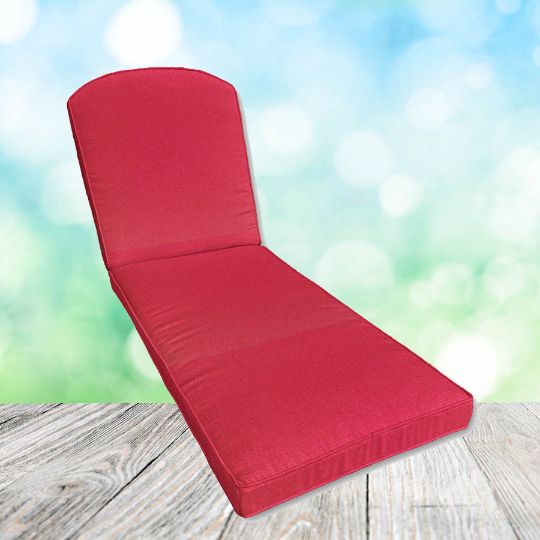 Sunbrella Canvas Logo Red Chaise Lounge Replacement Cushion Rounded Back 