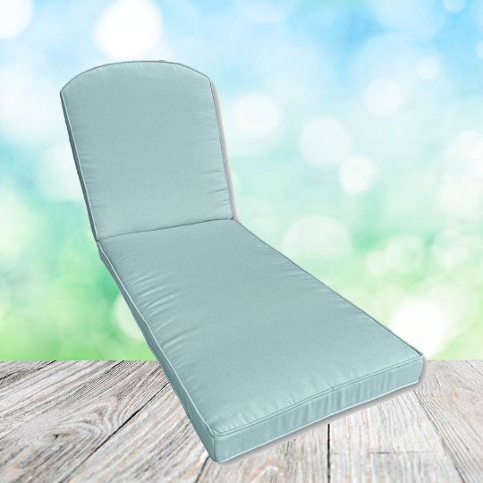 Sunbrella Canvas Mineral Blue Chaise Lounge Replacement Cushion Rounded Back 