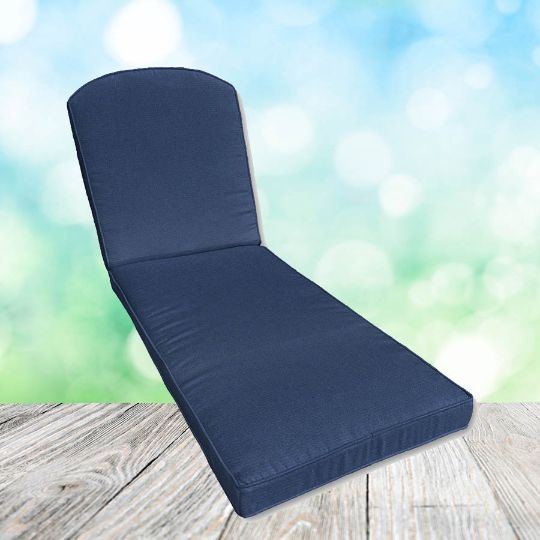 Sunbrella Canvas Navy Chaise Lounge Replacement Cushion Rounded Back 