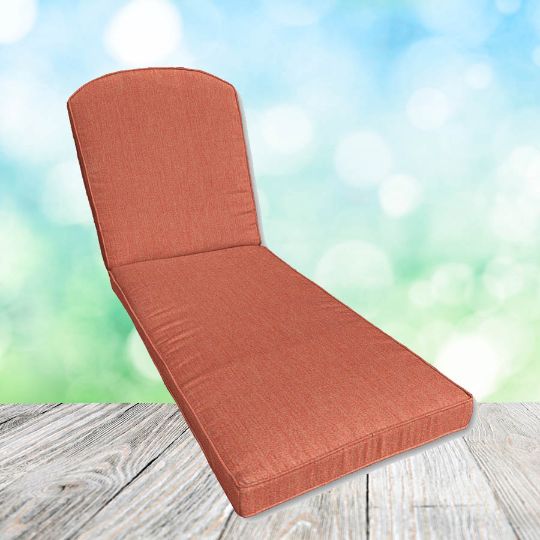 Sunbrella Canvas Persimmon Chaise Lounge Replacement Cushion Rounded Back 