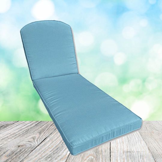 Sunbrella Canvas Sky Blue Chaise Lounge Replacement Cushion Rounded Back 