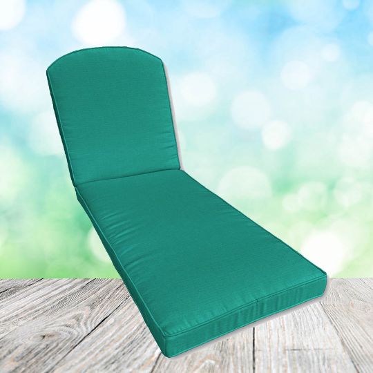 Sunbrella Canvas Teal Chaise Lounge Replacement Cushion Rounded Back 