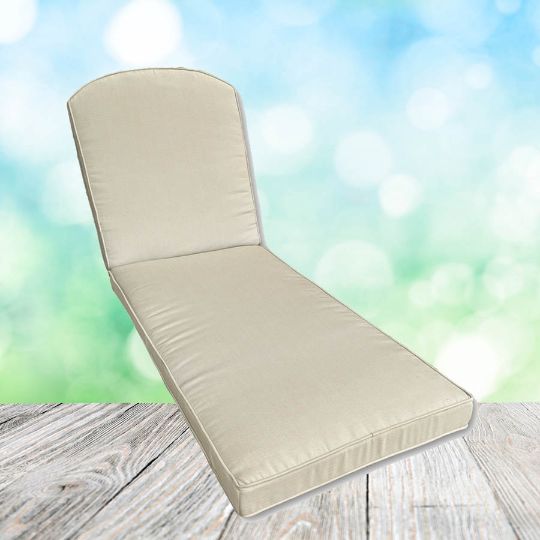 Sunbrella Canvas Vellum Chaise Lounge Replacement Cushion Rounded Back 