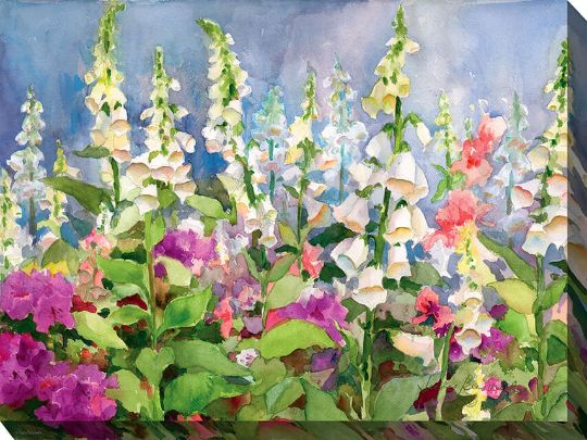 Foxgloves - 40" x 30" Outdoor Canvas Wall Art | Weatherproof & UV-Resistant