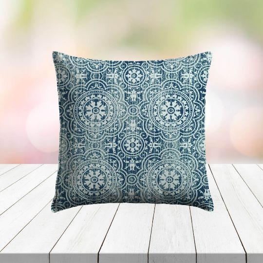 Custom Outdoor Pillows in Outdura Constantine Aqua | Fade-Resistant & Weatherproof