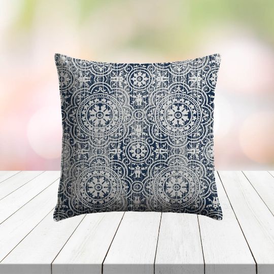 Custom Outdoor Pillows in Outdura Constantine Navy | Fade-Resistant & Weatherproof