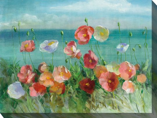 Seaside Poppies 40" x 30" Outdoor Canvas Wall Art | Weatherproof & UV-Resistant