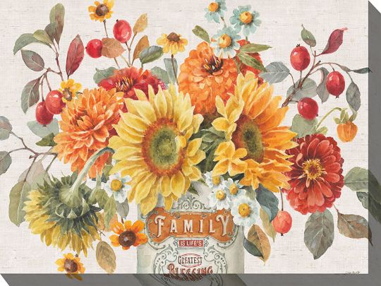 Family Blessings 40" x 30" Outdoor Canvas Wall Art | Weatherproof & UV-Resistant