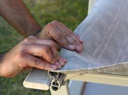 How to install new replacement slings on a chaise lounge made by Cascadia Outdoor Cushions