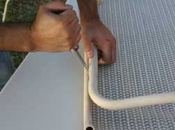 How to install new replacement slings on a chaise lounge made by Cascadia Outdoor Cushions