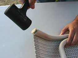 How to install new replacement slings on a chaise lounge made by Cascadia Outdoor Cushions