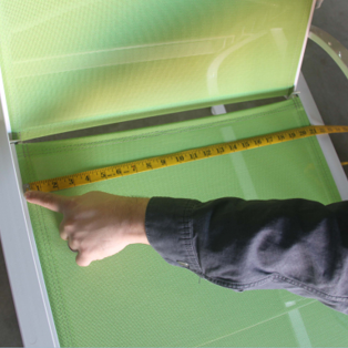 STEP ONE  - MEASURING THE TOP WIDTH AND BOTTOM WIDTH OF YOUR CHAISE LOUNGE FRAME - CHAISE SEAT