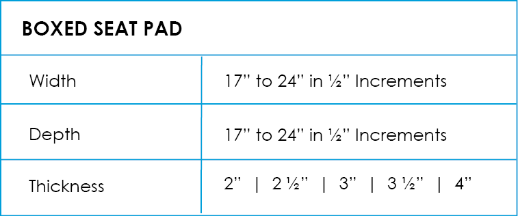 Outdoor Seat Pad Dimensions