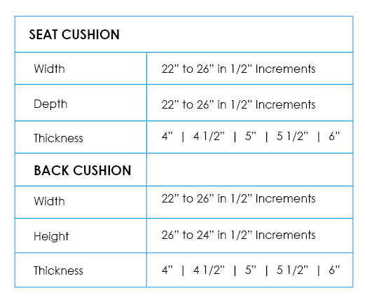 Deep Seating Patio Chair Replacement Cushion Sizes